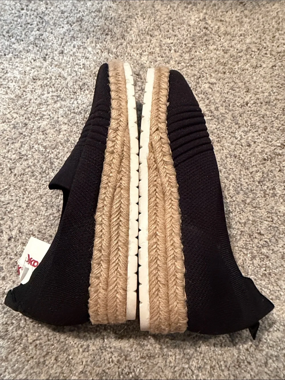 Adrienne Vittadini Black Knit Espadrille Wedge Slip-On